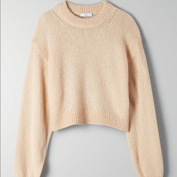 SOLD Aritzia beige Utica sweater crewneck cropped - Picture 1 of 5